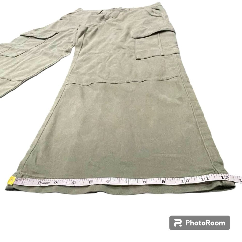 American Eagle NWT Cargo Curvy Stretch High-Rise Baggy Wide Leg Army Gre… - Picture 9 of 16
